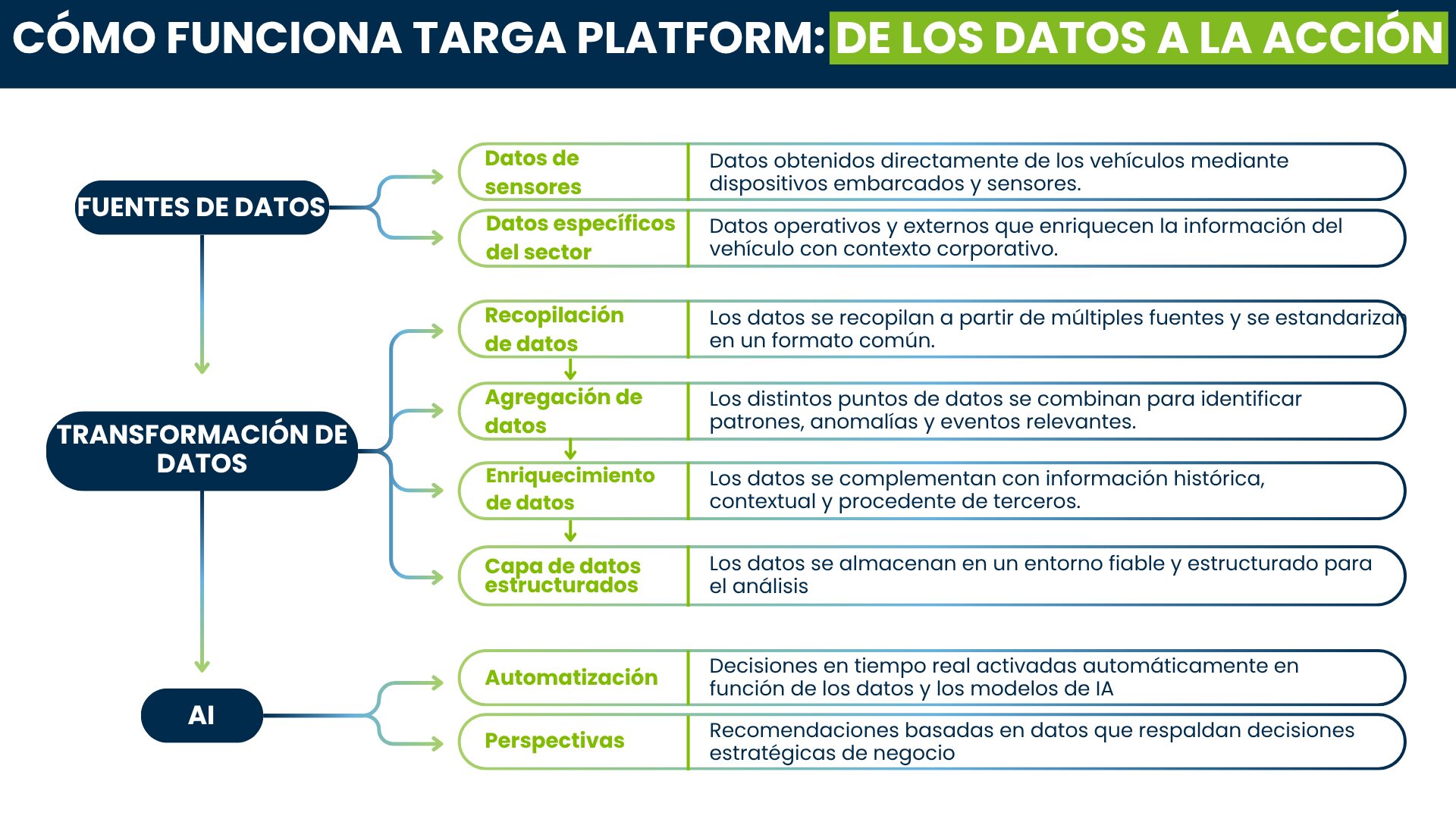 Infografía que muestra cómo funciona la plataforma Targa