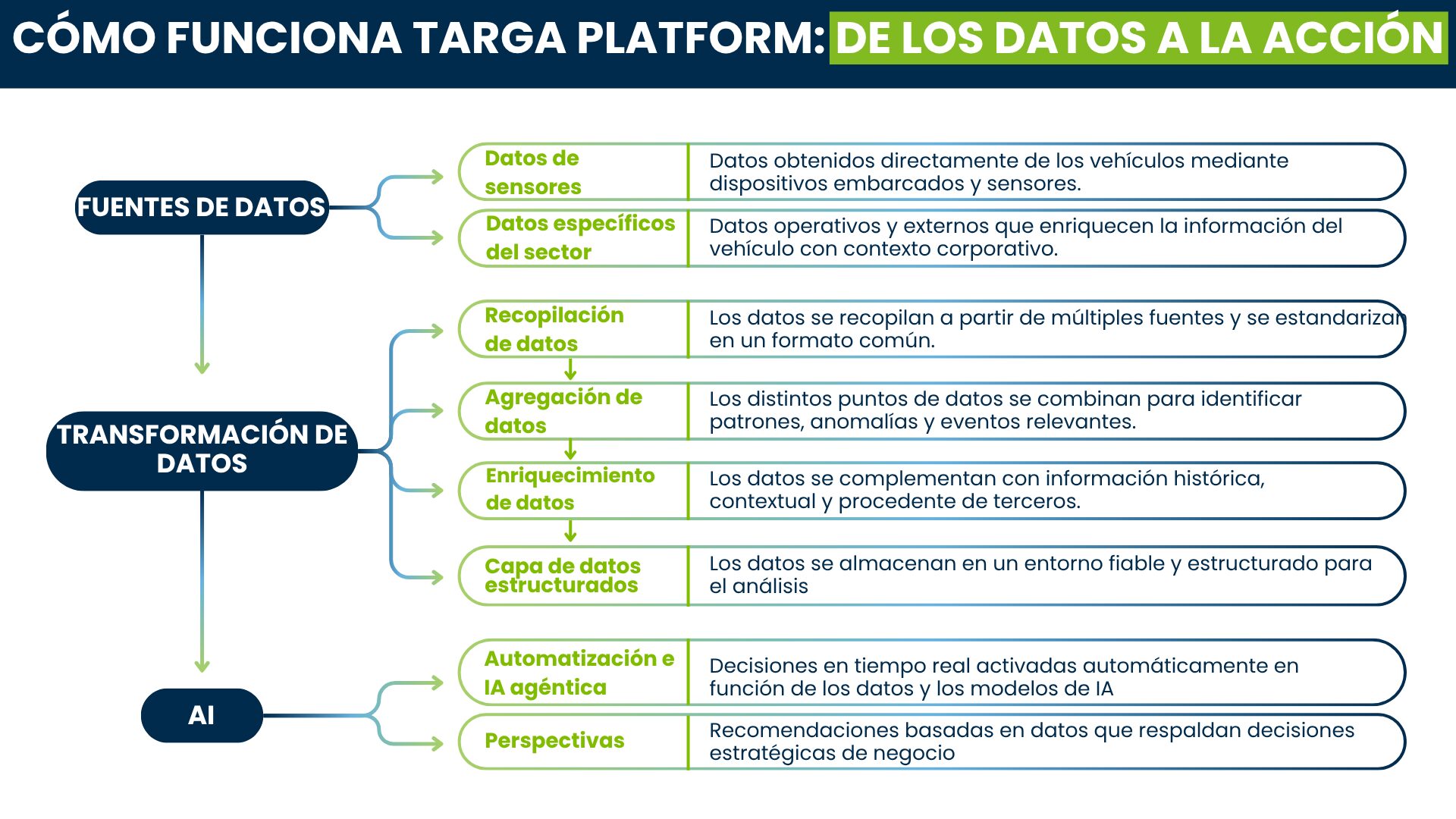Infografía que muestra cómo funciona la plataforma Targa