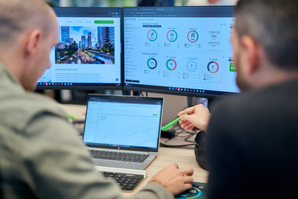 Panel de control de la Targa Platform que muestra datos de vehículos en tiempo real, analítica IoT y KPI operativos